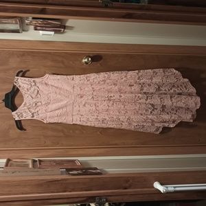 Muadress Peach Lace High Low Sleeveless Wedding Party Dress 12